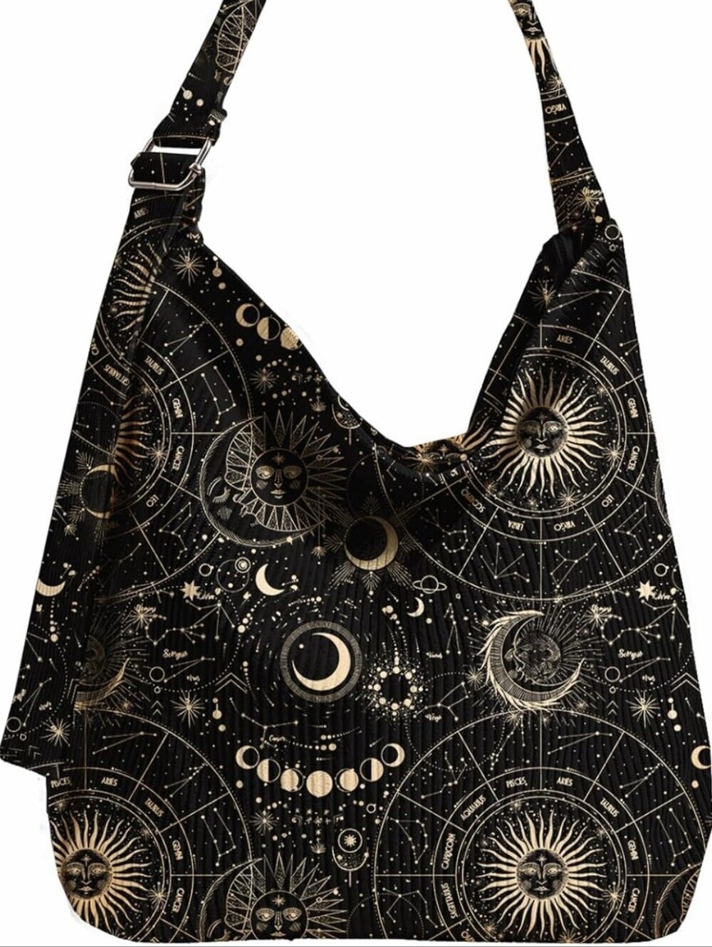 Celestial Print Black Shoulder Bag